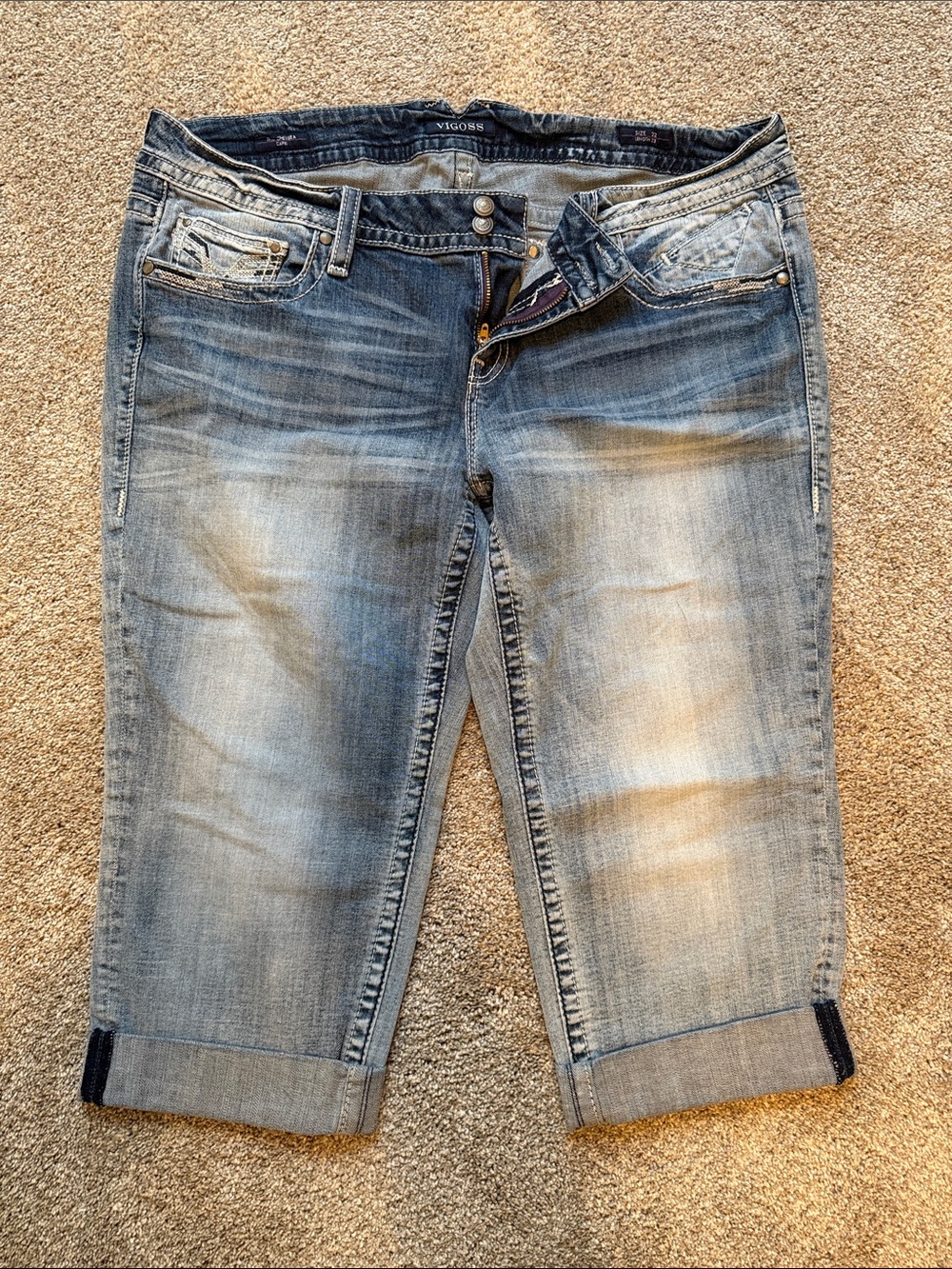 Vigoss Light Blue Cropped Denim Chelsea Capris plus size 22 with 23 length